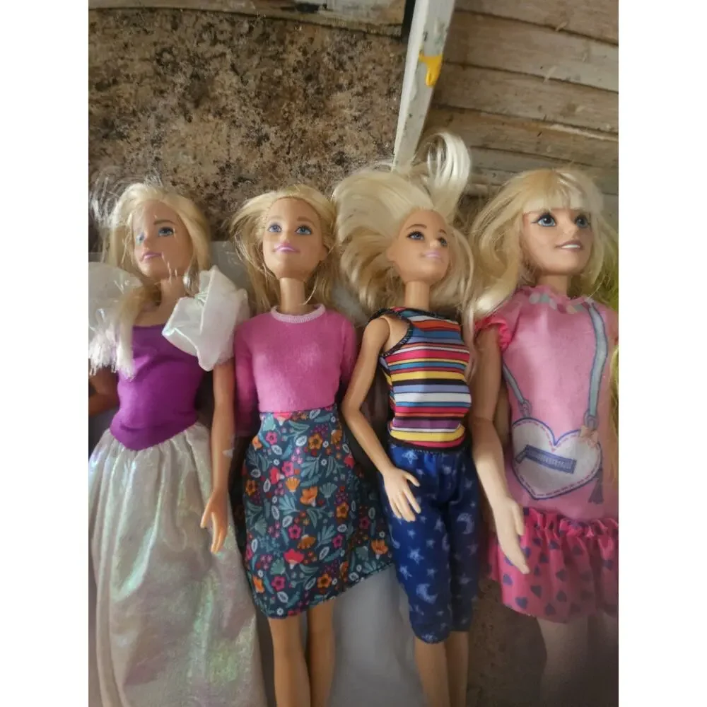 Lot of 12 Mattel Barbie Dolls with Clothes Mixed Fashion Dolls Blonde Brunette
